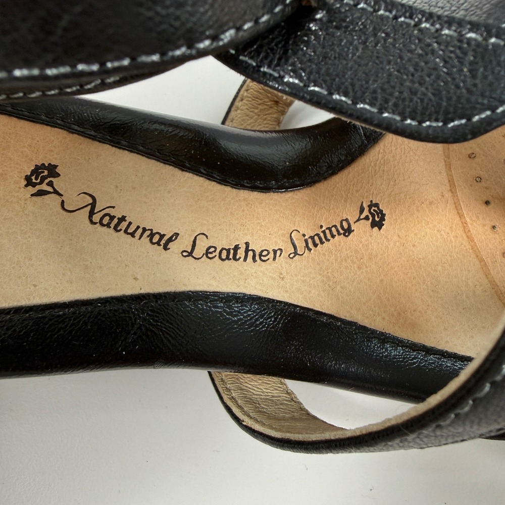 Sofft Womens Strappy Wedge Sandals Black Leather Comfort Gold Accent Size 7W - Picture 5 of 11
